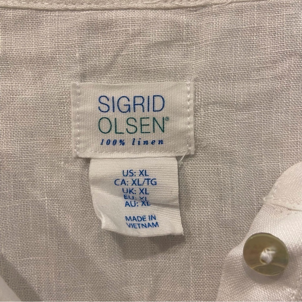 Sigrid Olsen Xl Linen Half Button Down Pullover T… - image 4